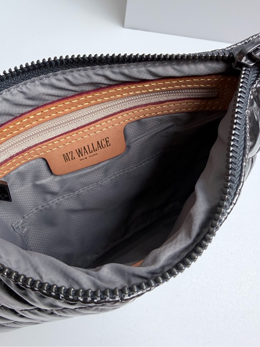 MZ Wallace Ruby Quilted Crossbody Purse Bag in Metallica Silver - Picture 7 of 8